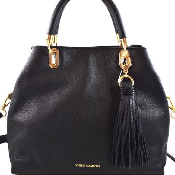 Vince Camuto Black Shoulder Bag with Gold Accents - Picture 1 of 16